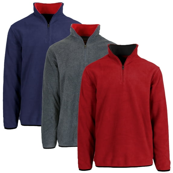 3-Pack Men's Polar Fleece Pullover Quarter Zip Sweater (Sizes, S-2XL)