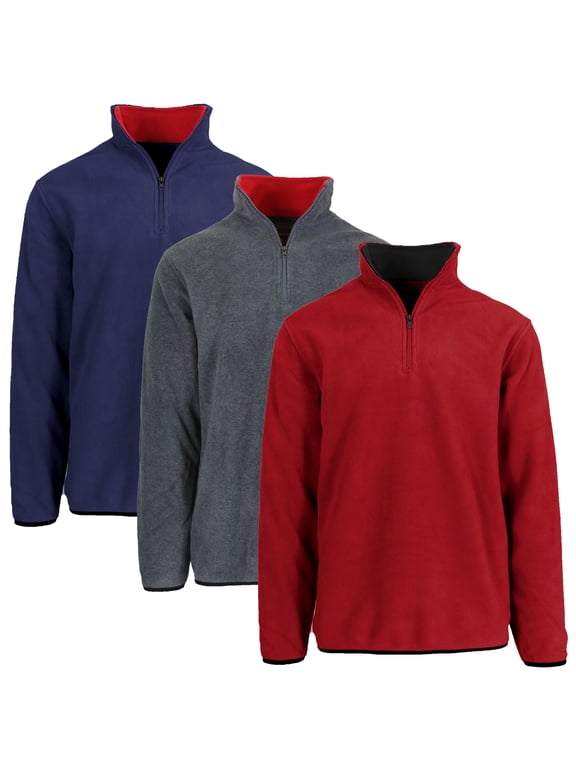 3-Pack Men's Polar Fleece Pullover Quarter Zip Sweater (Sizes, S-2XL)