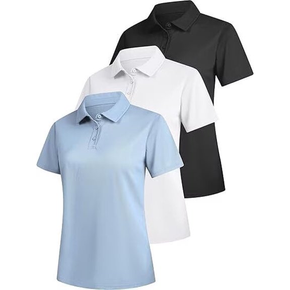 3 Pack Men's Polo Shirts Short Sleeve 3 Buttons Collared Casual Tops Breathable Quick-Dry Tees for Daily & Sports,size 2XL