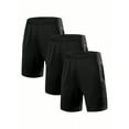thumbnail image 1 of 3 Pack Men's Quick-Dry Athletic Shorts with Pockets & Drawstring for Running, Gym, Basketball, Hiking, 1 of 7