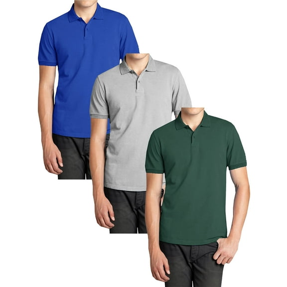 3-Pack Men's Short Sleeve Pique Polo Shirts (S-5XL)