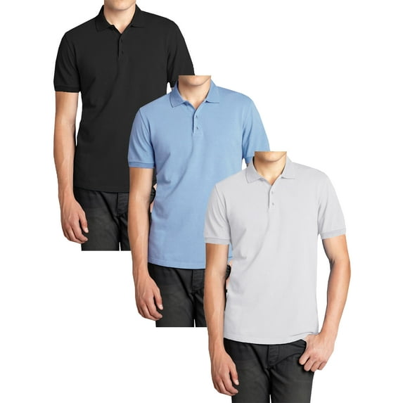 3-Pack Men's Short Sleeve Pique Polo Shirts (S-5XL)