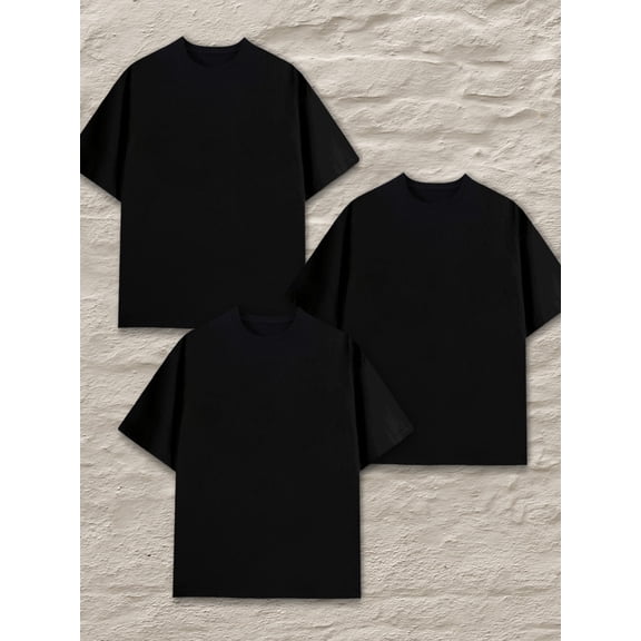 3-Pack Men's Short Sleeve Solid Crew Neck Minimalist Regular-Fit Tee (Black/White, S-3XL)