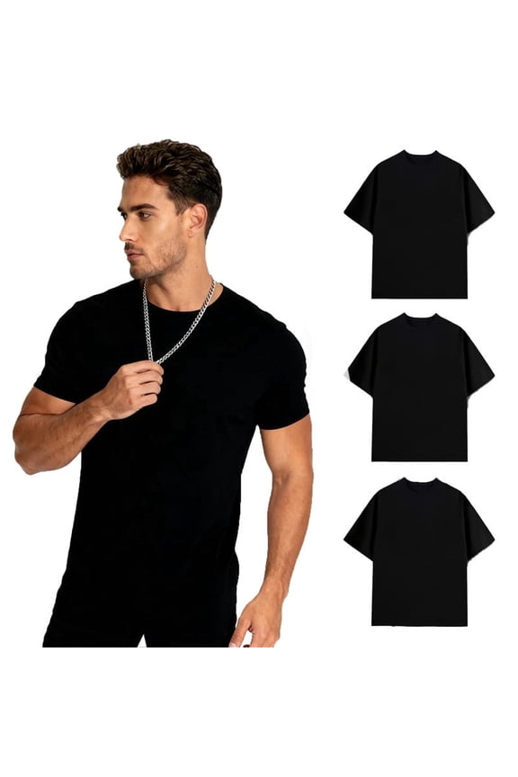 Men’s 100% Cotton T-Shirt, Crew Neck Solid Basic Tee, Heavyweight 180 GSM Soft Durable Shirt, S–3XL, 3 Pack