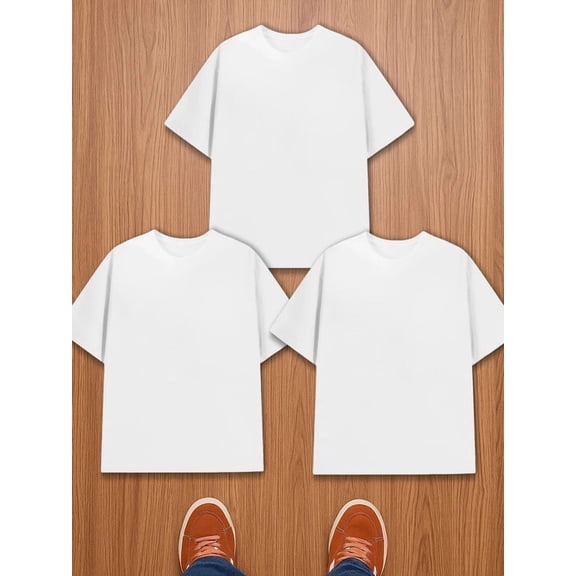 3-Pack Men's Short Sleeve Solid Crew Neck Regular-Fit Lightweight Casual Classic Essential Tee Size S-3XL