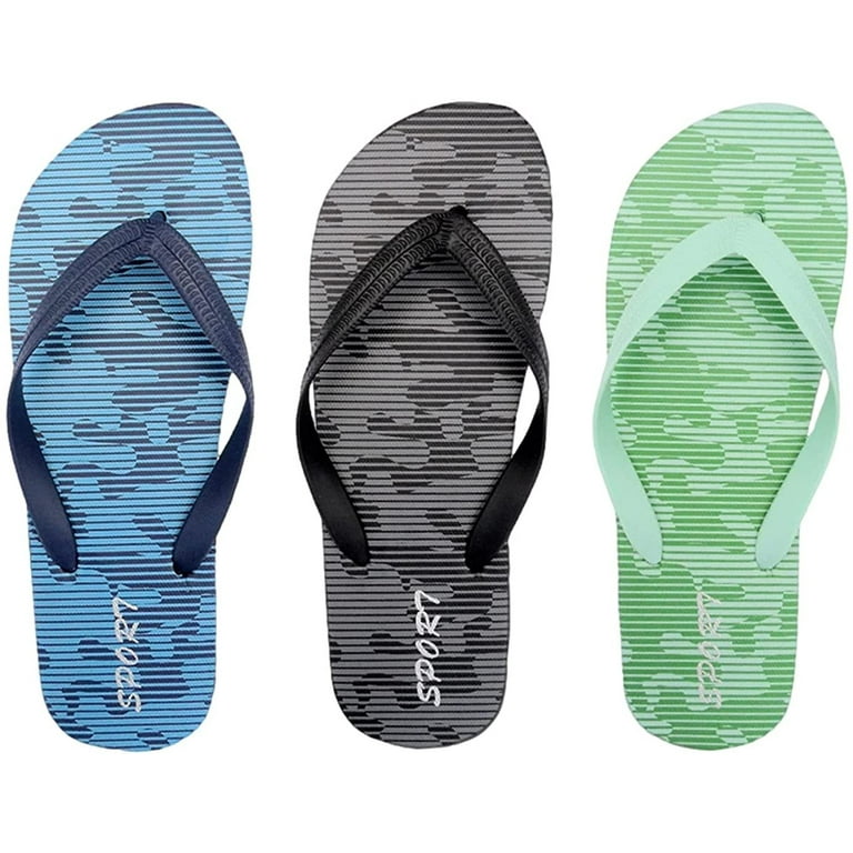 3 Pack Men s Size 9 Pool Flip Flop Sandals Rubber Shower Shoes Ocean Print
