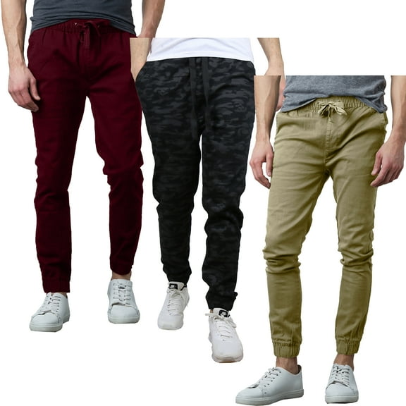 3-Pack Men’s Slim-Fit Twill Jogger Pants (S-2XL)
