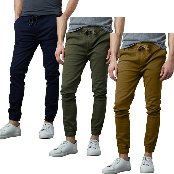 3-Pack Men’s Slim-Fit Twill Jogger Pants (S-2XL)