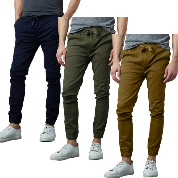 3-Pack Men’s Slim-Fit Twill Jogger Pants (S-2XL)