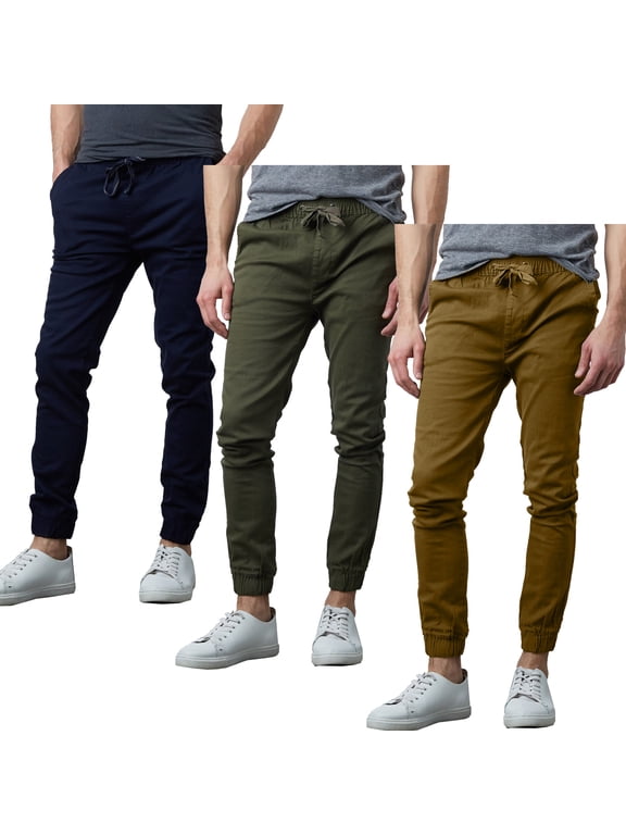 3-Pack Men’s Slim-Fit Twill Jogger Pants (S-2XL)
