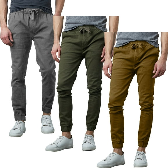 3-Pack Men’s Slim-Fit Twill Jogger Pants (S-2XL)