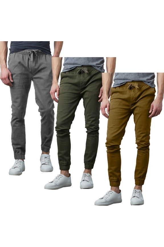 3-Pack Men’s Slim-Fit Twill Jogger Pants (S-2XL)