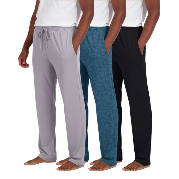 Real Essentials 3 Pack: Men's Pajama Pants Soft PJ Lounge Bottoms Loungewear Pijamas Elastic Waist Pockets (Big and Tall)
