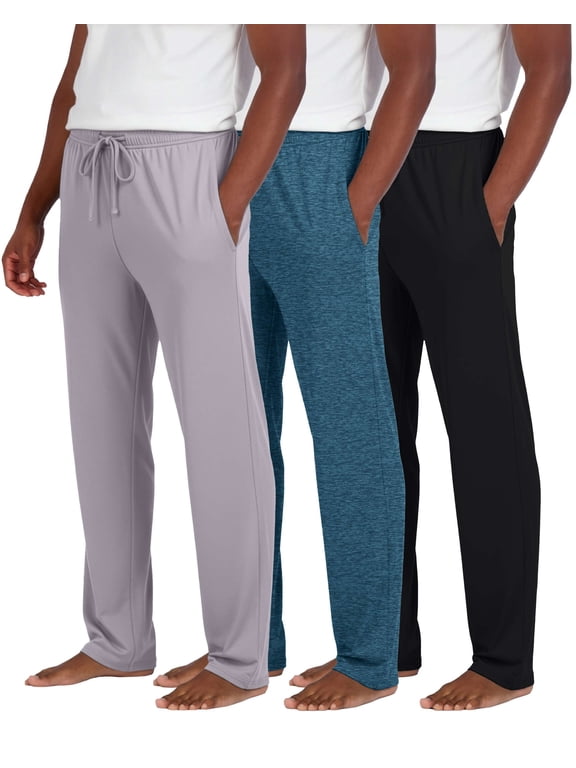 3 Pack: Men's Pajama Pants Soft PJ Lounge Bottoms Loungewear Pijamas Elastic Waist Pockets (Big and Tall)
