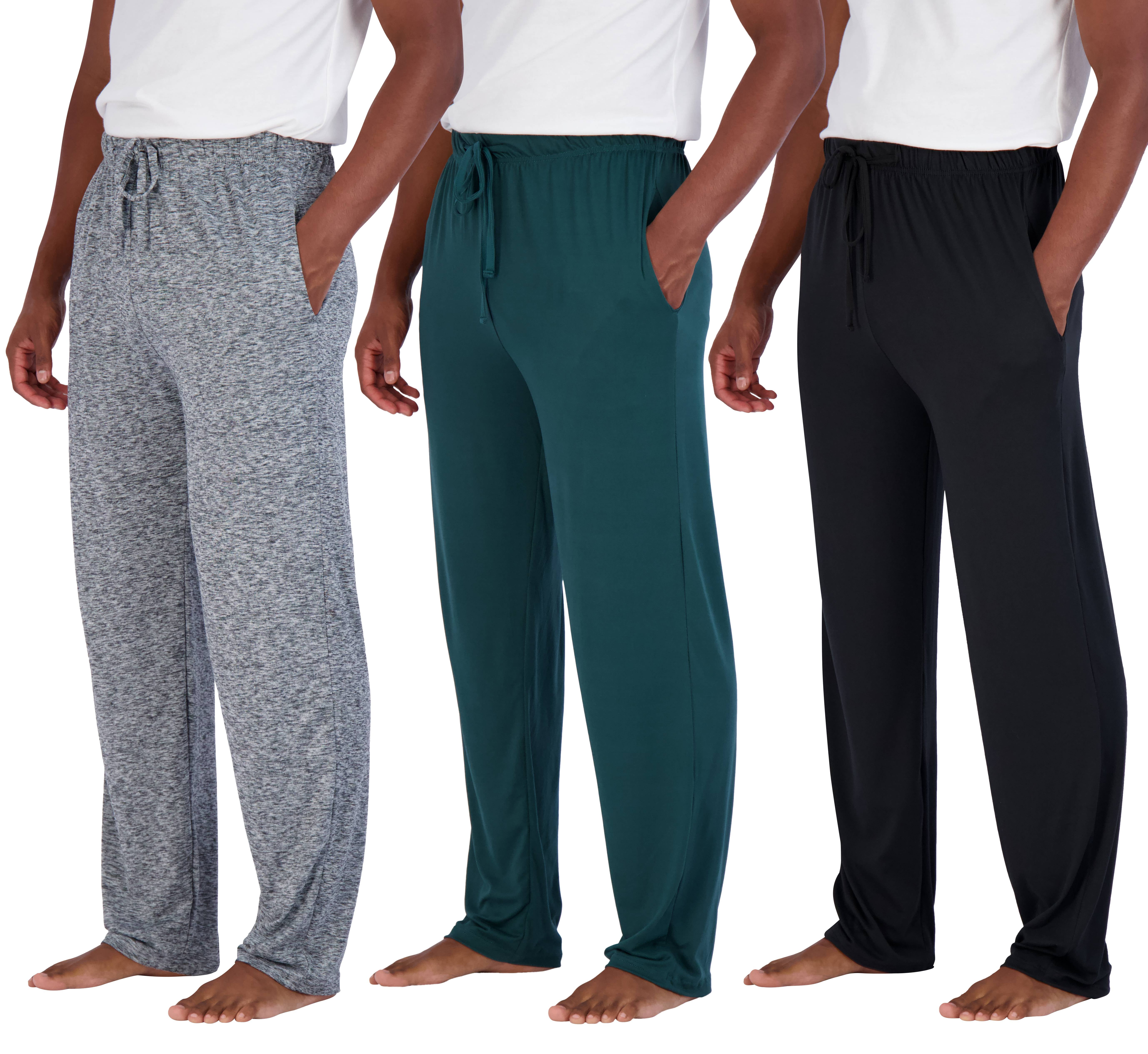 3 Pack Men's Soft Pajama Lounge Pants with Drawstring & Pockets 4Way Stretch & WickingBig