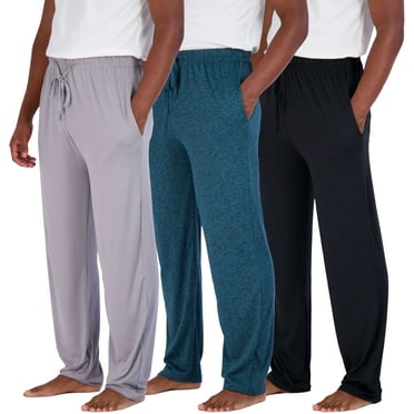 3 Pack: Men's Soft Pajama Lounge Pants with Drawstring & Pockets - 4-Way Stretch & Wicking-Big & Tall (S-5XL)