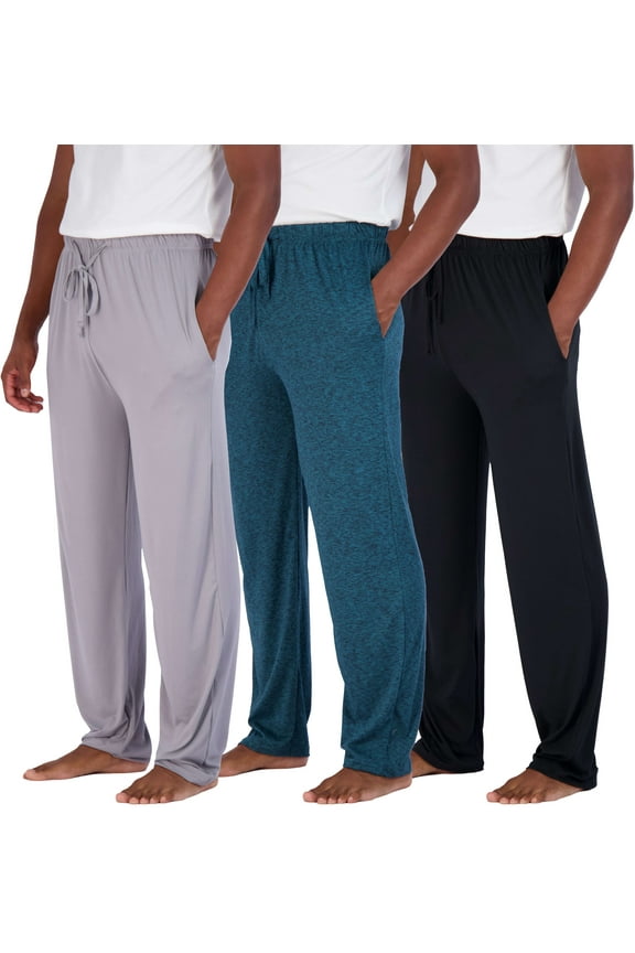 3 Pack: Men's Soft Pajama Lounge Pants with Drawstring & Pockets - 4-Way Stretch & Wicking-Big & Tall (S-5XL)