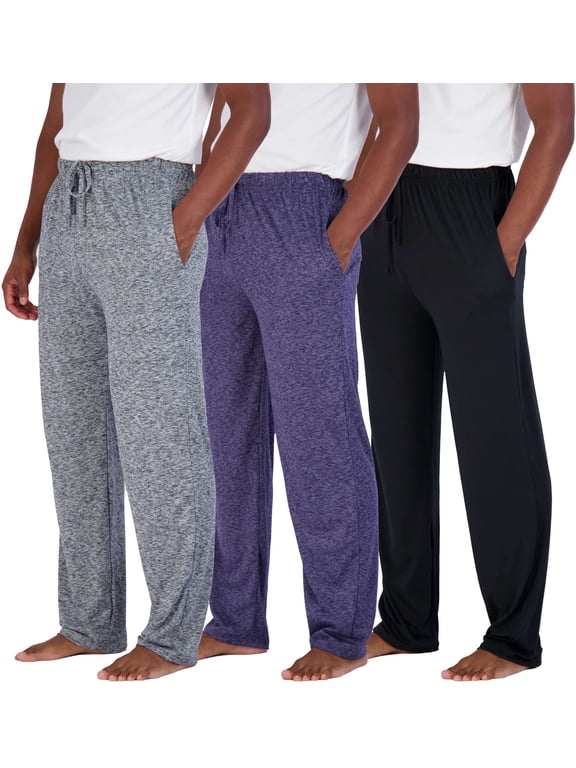3 Pack: Men's Soft Pajama Lounge Pants with Drawstring & Pockets - 4-Way Stretch & Wicking-Big & Tall (S-5XL)
