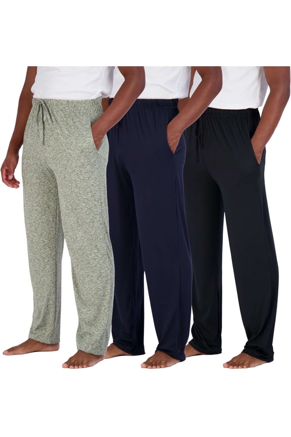 3 Pack: Men's Soft Pajama Lounge Pants with Drawstring & Pockets - 4-Way Stretch & Wicking-Big & Tall (S-5XL)