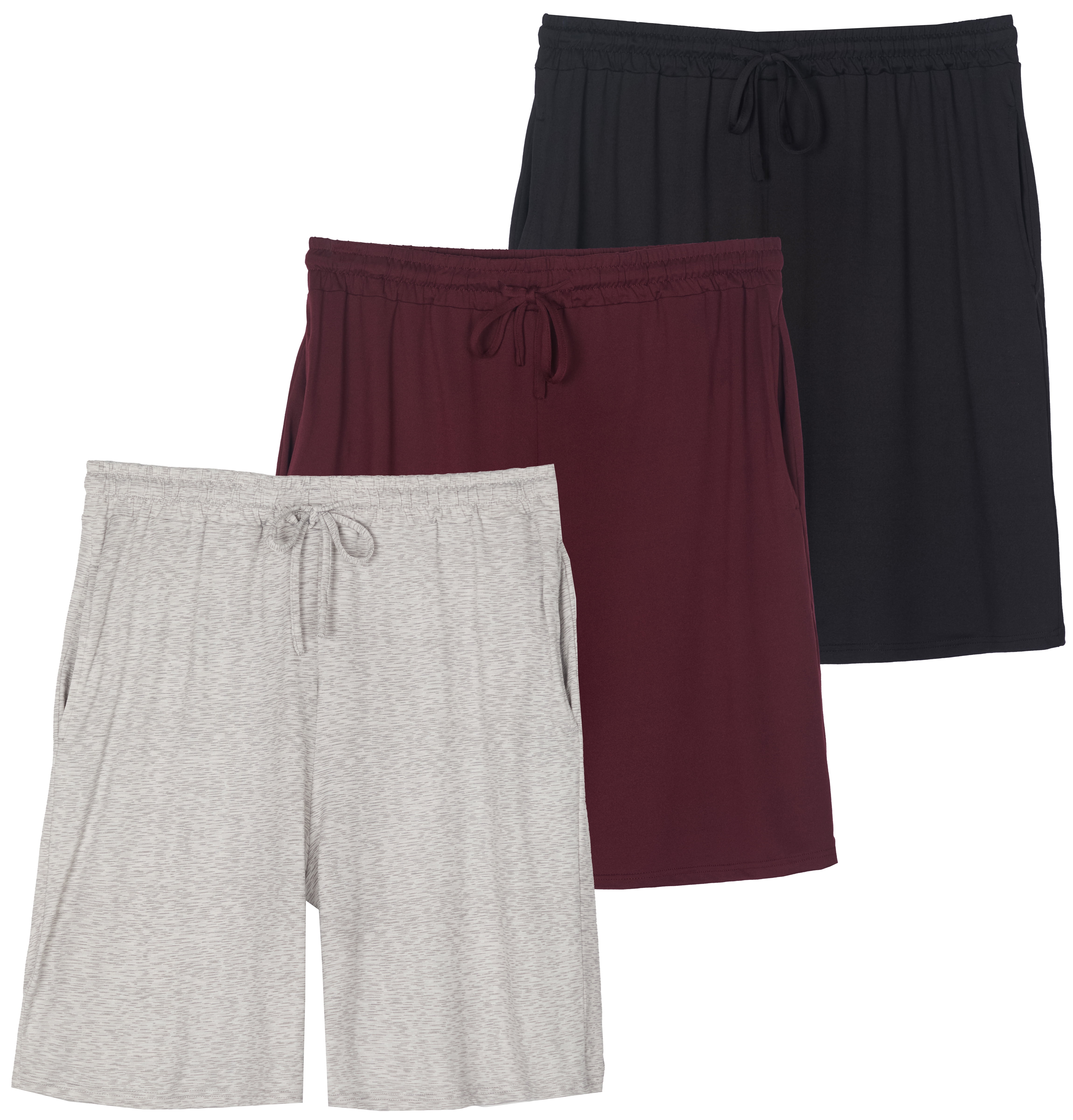 Real Essentials 3 Pack Men's Soft Pajama Shorts with Drawstring