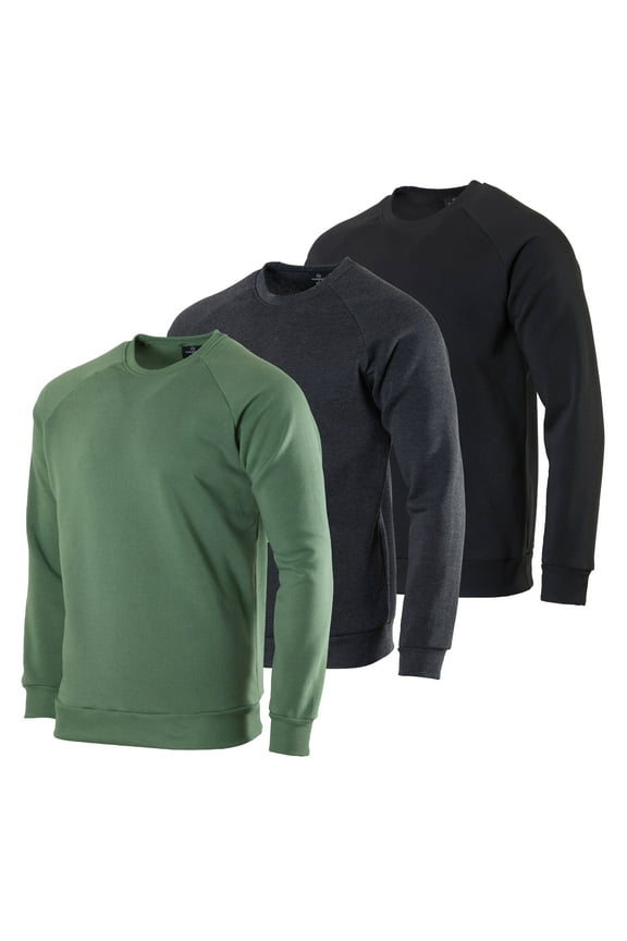 3 Pack: Men's Soft Plush Fleece Crewneck Sweatshirt - Athletic Pullover Sweater (Available In Big & Tall)