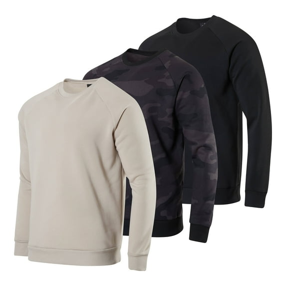 3 Pack: Men's Soft Plush Fleece Crewneck Sweatshirt - Athletic Pullover Sweater (Available In Big & Tall)