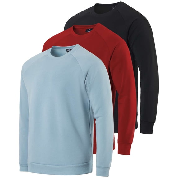 3 Pack Men's Fleece Pullover Sweatshirt Long Sleeve Crewneck Soft Sweater