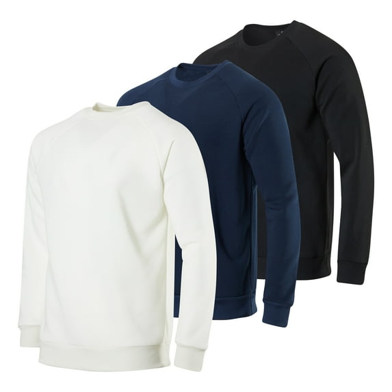 3 Pack: Men's Soft Plush Fleece Crewneck Sweatshirt - Athletic Pullover Sweater (Available In Big & Tall)