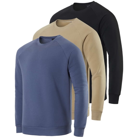 3 Pack Men's Fleece Pullover Sweatshirt Long Sleeve Crewneck Soft Sweater