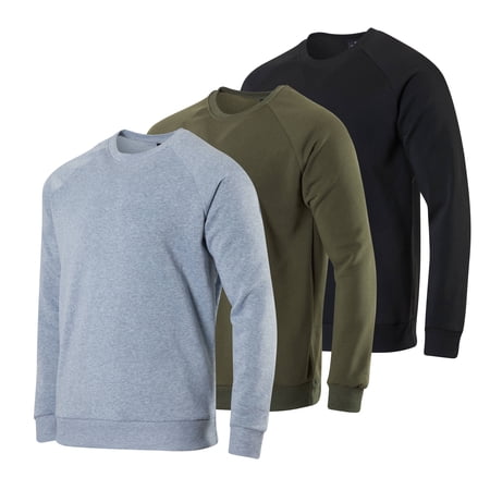 3 Pack: Men's Soft Plush Fleece Crewneck Sweatshirt - Athletic Pullover Sweater (Available In Big & Tall)