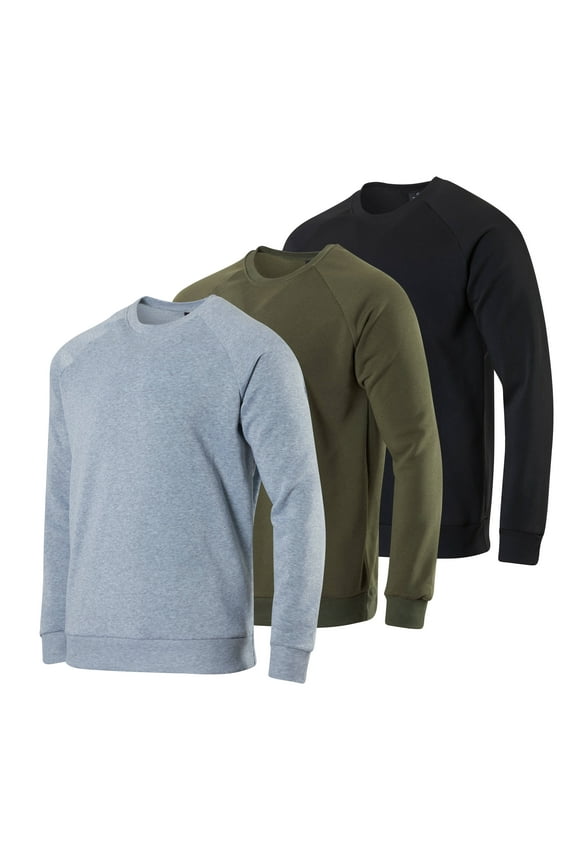 3 Pack: Men's Soft Plush Fleece Crewneck Sweatshirt - Athletic Pullover Sweater (Available In Big & Tall)