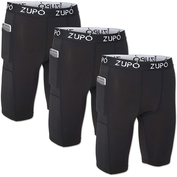 3 Pack: Men's Sports Active Performance Athletic Quick-Dry Fit Stretch Compression Baselayer Workout Gym Shorts (Small, Black)