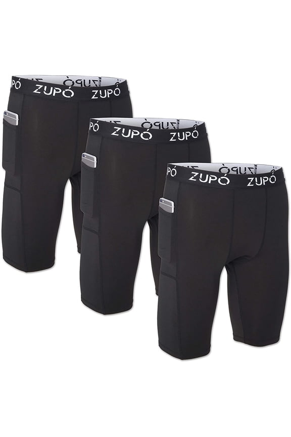 3 Pack: Men's Sports Active Performance Athletic Quick-Dry Fit Stretch Compression Baselayer Workout Gym Shorts (Small, Black)