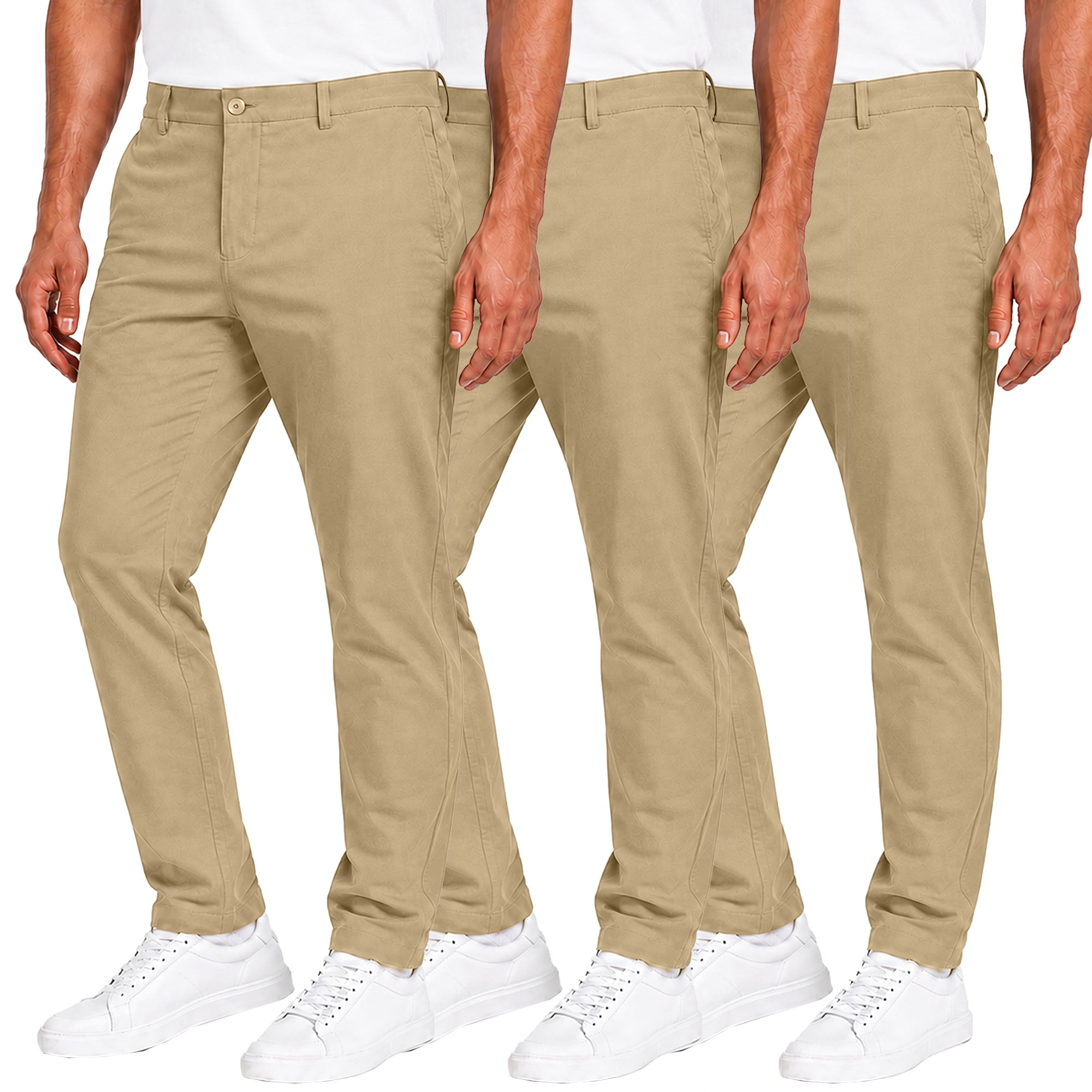 3-Pack Men's Super Stretch Slim Fit Everyday Chino Pants (Sizes