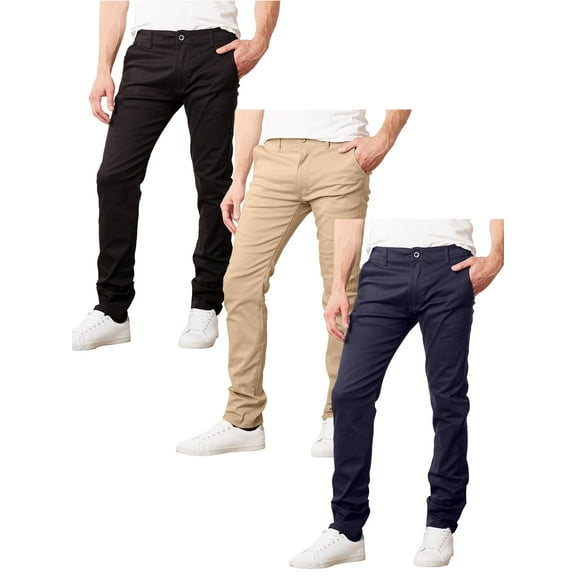 3-Pack Men's Super Stretch Slim Fit Everyday Chino Pants (Sizes, 30-42)