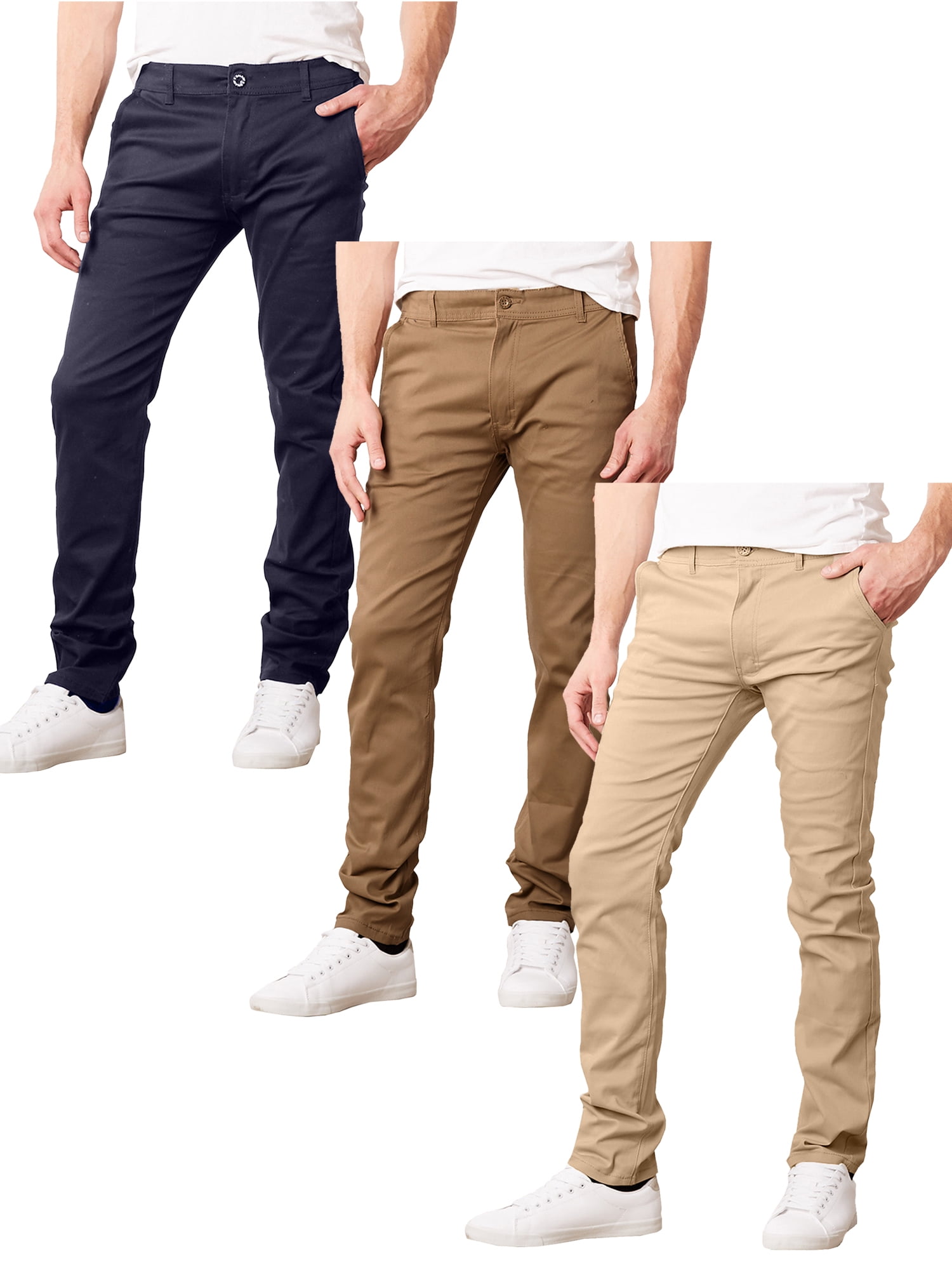 3-Pack Men\'s Super Stretch Slim Fit Everyday Chino Pants (Sizes, 30-42)