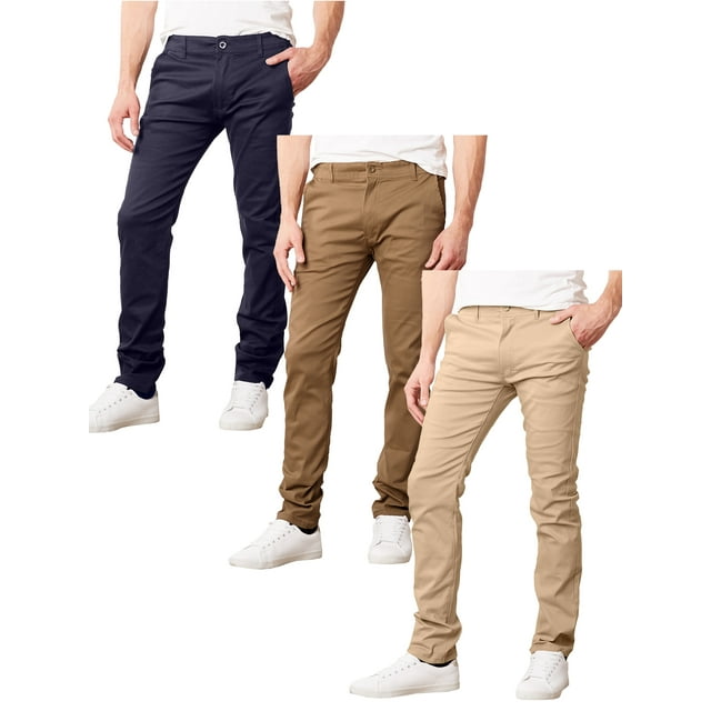 3Pack Men's Super Stretch Slim Fit Everyday Chino Pants (Sizes, 3042)