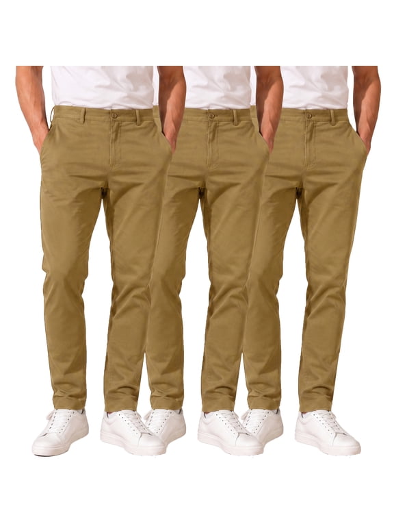 3-Pack Men's Super Stretch Slim Fit Everyday Chino Pants (Sizes, 30-42)