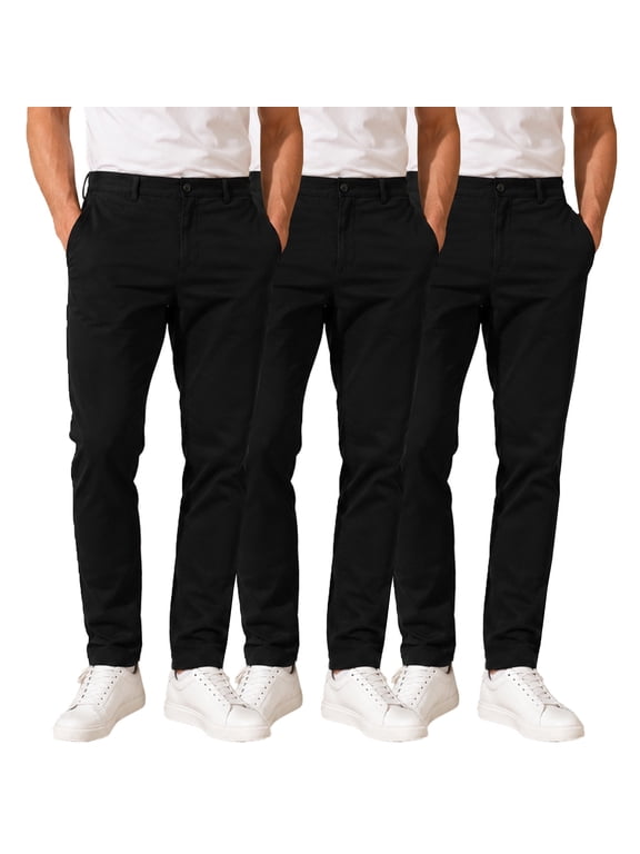 3-Pack Men's Super Stretch Slim Fit Everyday Chino Pants (Sizes, 30-42)