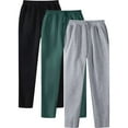 thumbnail image 1 of 3 Pack Men's Sweatpants Athletic Drawstring Open Bottom Trousers Workout Running Lounge Pants with Pocket for Men, 1 of 8
