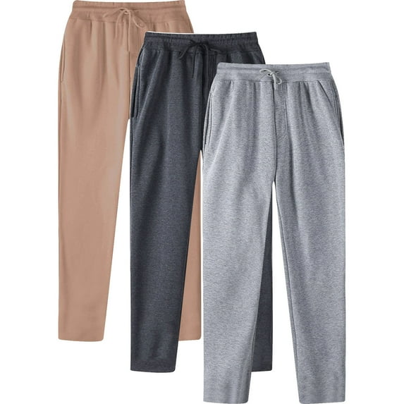 3 Pack Men's Sweatpants Elastic Waist Drawstring Athletic Running Joggers Pants Lightweight Baggy Workout Pants with Pockets