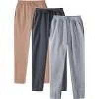 ZQUUVOU 3 Pack Men's Sweatpants With Zipper Pockets Workout Gym Traning Track Joggers Pants Solid Color Casual Sports Drawstring Straight Leg Pants Khaki