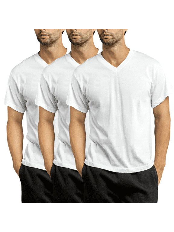 3 Pack Men's T-Shirts 100% Cotton V Neck Short Sleeve S-XL Basic Classic Fit Solid Regular Big & Tall Workout Plain Breathable Casual Tee Menswear Top