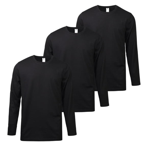 3 Pack Men's T-Shirts Cotton Long Sleeve Crew Neck Classic Fit Tee Regular Big & Tall S-3XL Workout Breathable Casual Menswear Tops Streetwear Solid