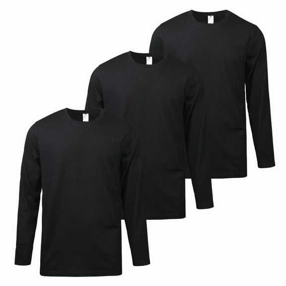 3 Pack Men's T-Shirts Cotton Long Sleeve Crew Neck Classic Fit Tee Regular Big & Tall S-3XL Workout Breathable Casual Menswear Tops Streetwear Solid