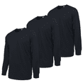 thumbnail image 1 of 3 Pack Men's T-Shirts with Ridded Cuff Cotton Long Sleeve Crew Neck Classic Fit Tee Regular Big & Tall S-3XL Breathable Casual Menswear Tops Basic, 1 of 4