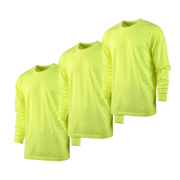 3 Pack Men's T-Shirts with Ridded Cuff Cotton Long Sleeve Crew Neck Classic Fit Tee Regular Big & Tall S-3XL Breathable Casual Menswear Tops Basic