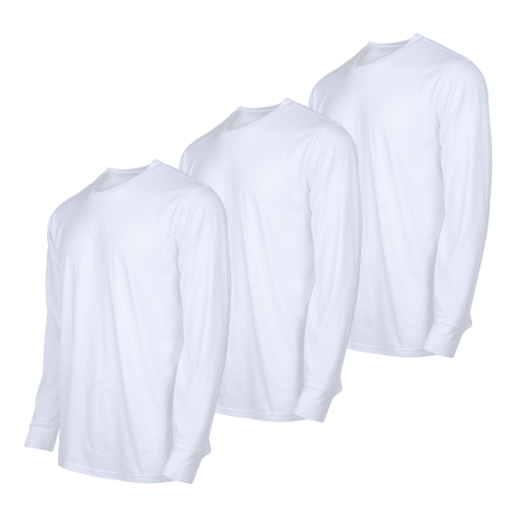 3 Pack Men's T-Shirts with Ridded Cuff Cotton Long Sleeve Crew Neck Classic Fit Tee Regular Big & Tall S-3XL Breathable Casual Menswear Tops Basic