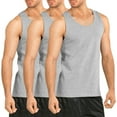 thumbnail image 1 of 3 Pack Men's Tank Tops Premium Cotton Heavyweight Muscle Tanks Sleeveless Tops Shirt Loose Fit Performance Moisture Wicking S-3XL Gym Sport Activewear, 1 of 4