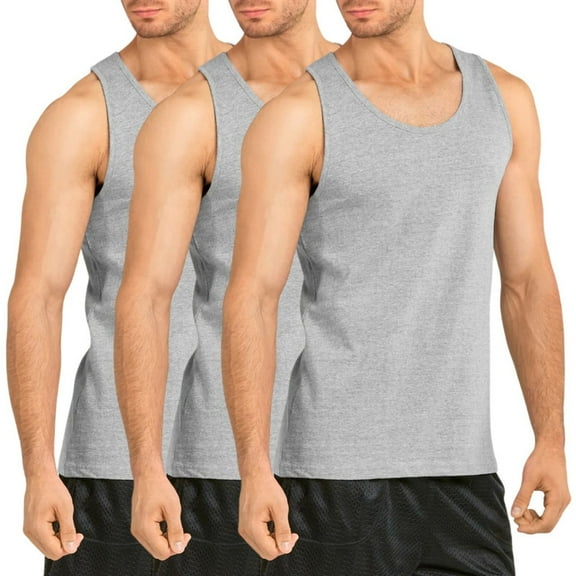 3 Pack Men's Tank Tops Premium Cotton Heavyweight Muscle Tanks Sleeveless Tops Shirt Loose Fit Performance Moisture Wicking S-3XL Gym Sport Activewear